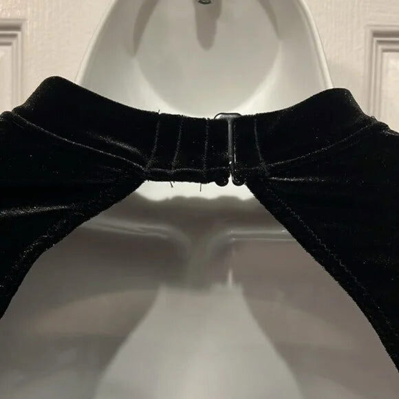 La Senza Black Velour Long Sleeve Open Back Bodysuit Size S NWT - Picture 6 of 11